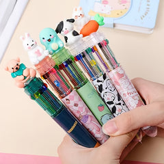 Kids Cartoon 10 Colors Ballpoint Pen Student Hand Account Pen Painting Brush