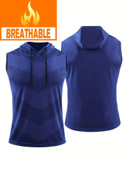 Men's Elastic Hooded Sports Vest Quick-drying Breathable Fitness Tank Top