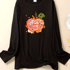 Pumpkin Print Lounge Top Long Sleeve Tee