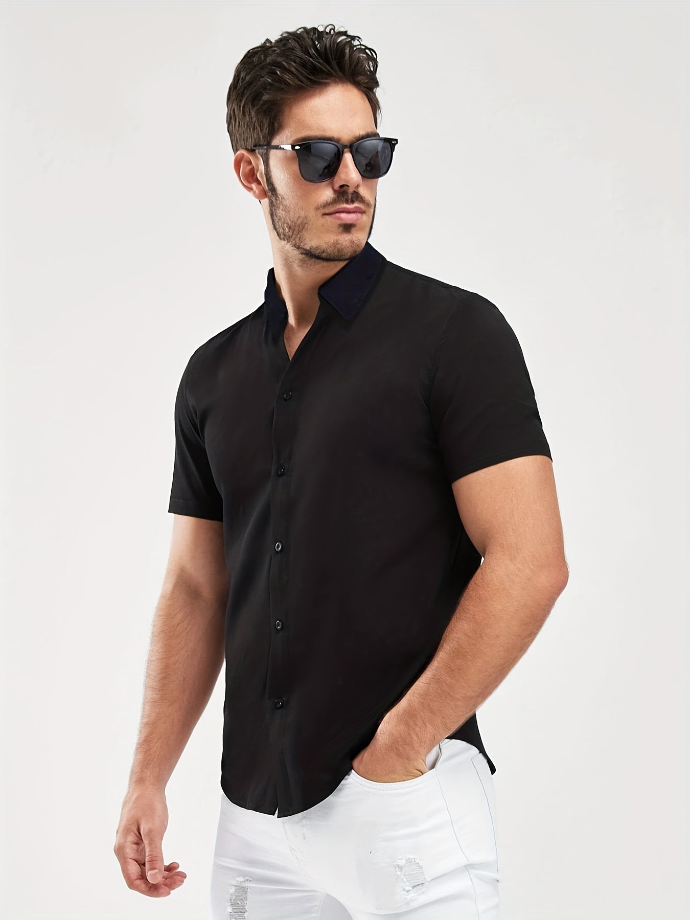 Men's Short Sleeve Casual Shirt for Summer Vacation