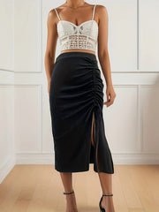 Drawstring Ruched High Waist Summer Skirts Women's Clothing