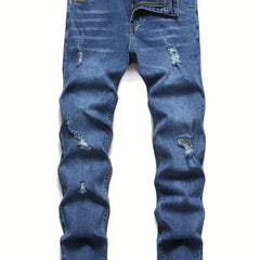 Men s Ripped Slim Fit Denim Jeans With Pockets