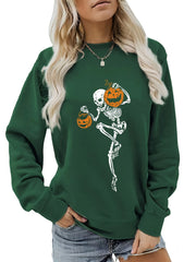 Skull Print Pullover Sweatshirt for Women