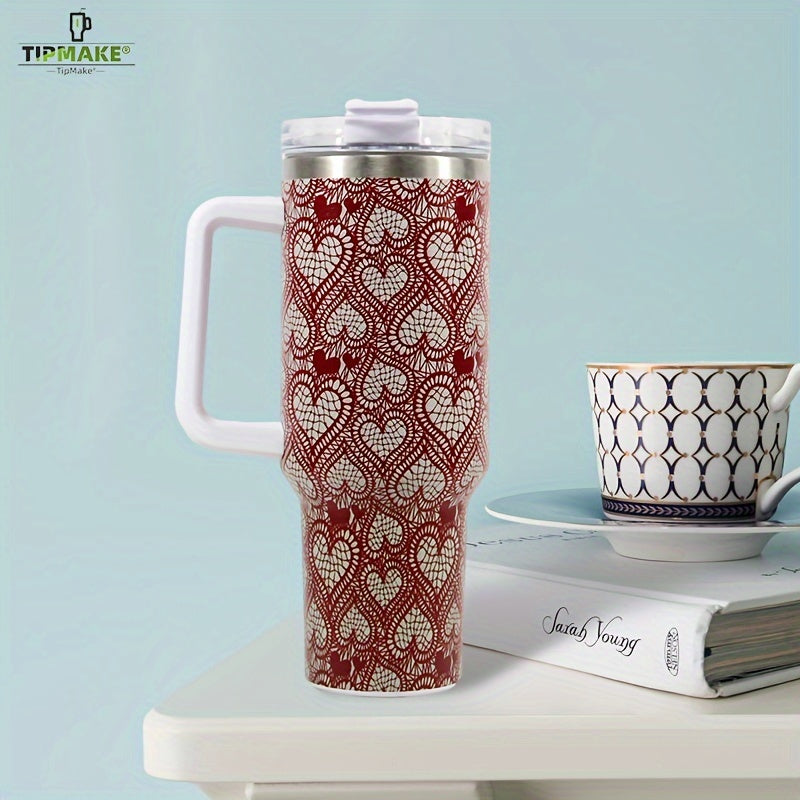 40oz Stainless Steel Insulated Cup with Handle and Straw Lid