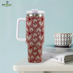 40oz Stainless Steel Insulated Cup with Handle and Straw Lid