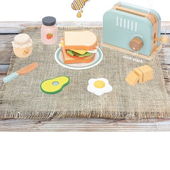 Wooden Pop Up Toaster Toy Set for Pretend Kitchen Role Play