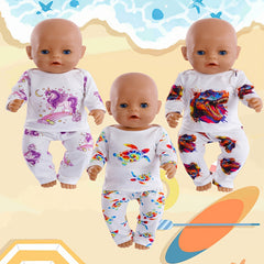 2pcs Unicorn Dinosaur Doll Clothes for 43 and 17 18inch Reborn Dolls