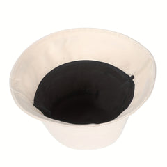 Beige Bucket Hat with Letter Embroidery