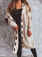Solid Pointelle Long Sleeve Hooded Open Front Sweater Cardigan