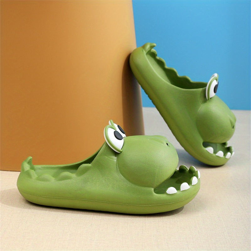 Boy's Dinosaur Slides Non Slip Slippers Open Toe Shoes for Indoor Outdoor Beach