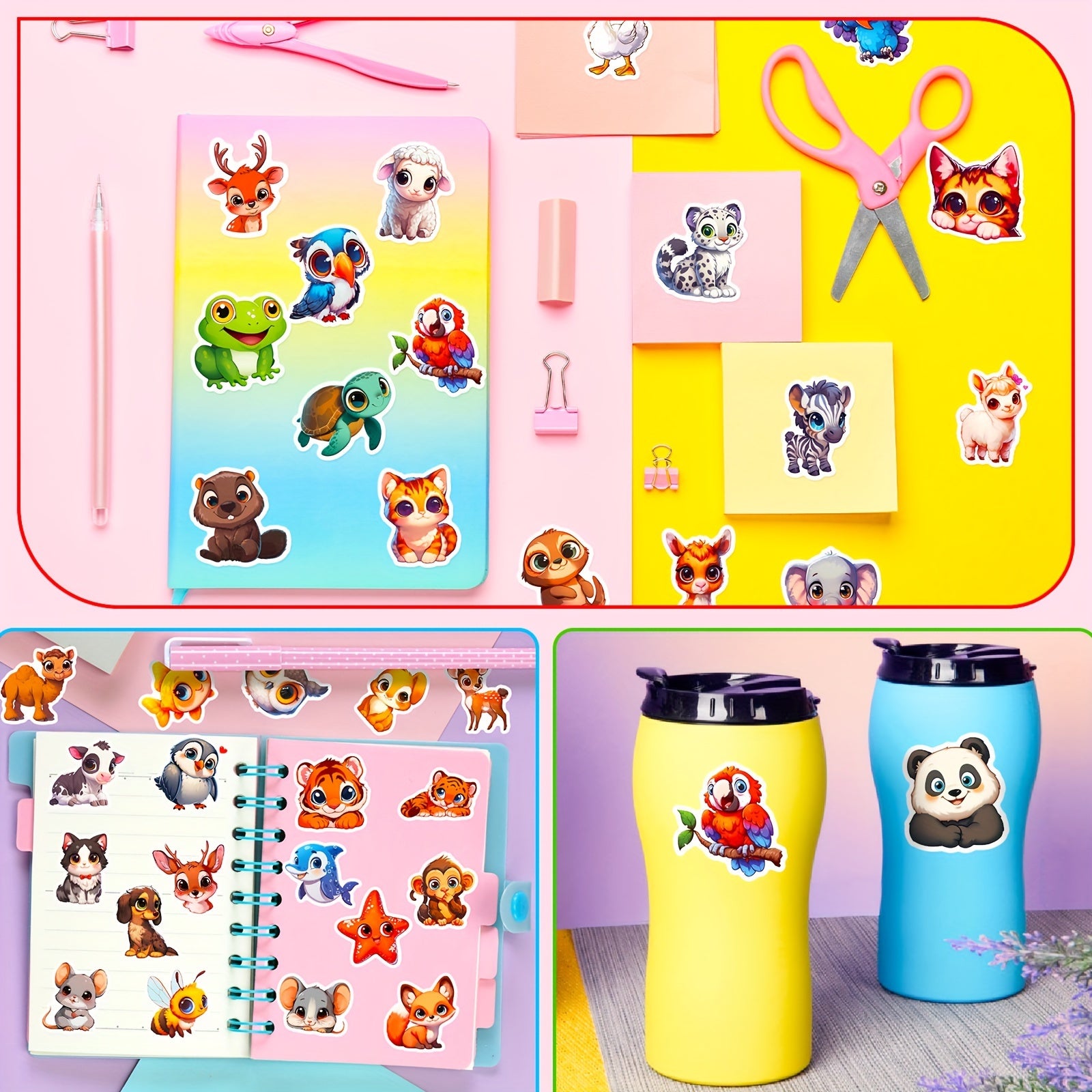 100pcs Cartoon Animal Stickers for Laptops Cars Skateboards