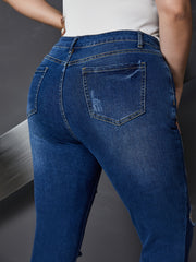 Ripped Button Up Stretch Skinny Jeans