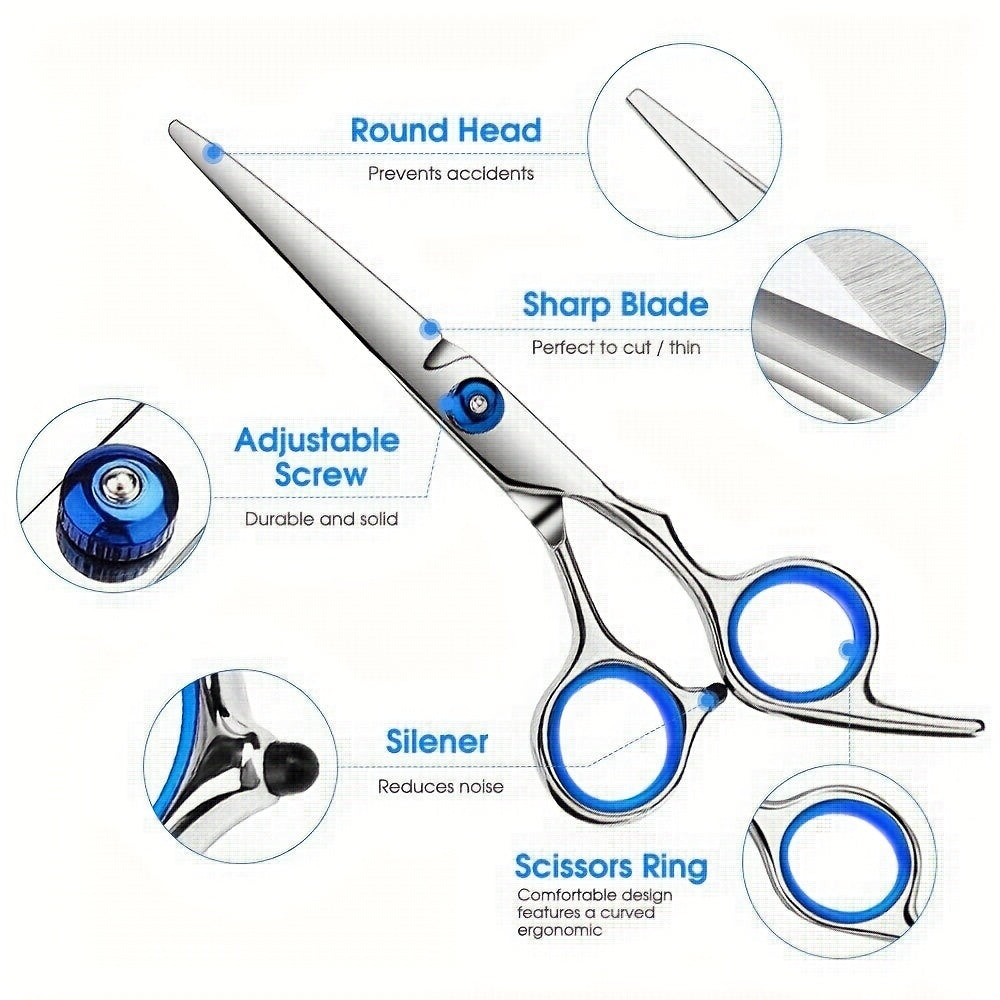Pro Hair Cutting Thinning Scissors Set with Cape, Comb, Salon Accessories