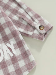 Plaid Button Pocket Long Sleeve Shirt for Toddler Girls