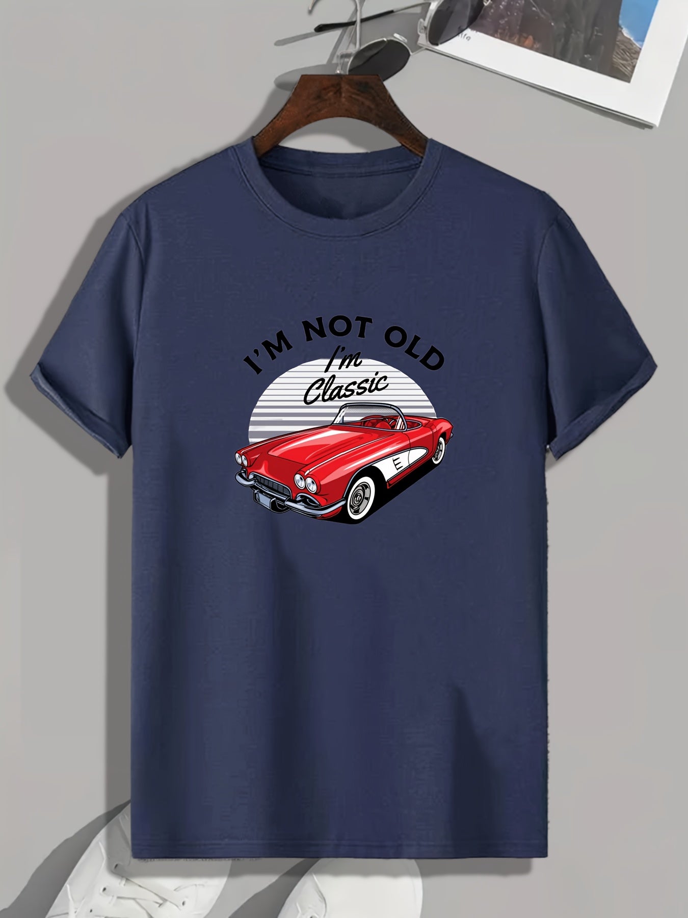 Classic Car Print Men's Graphic T-shirt for Summer