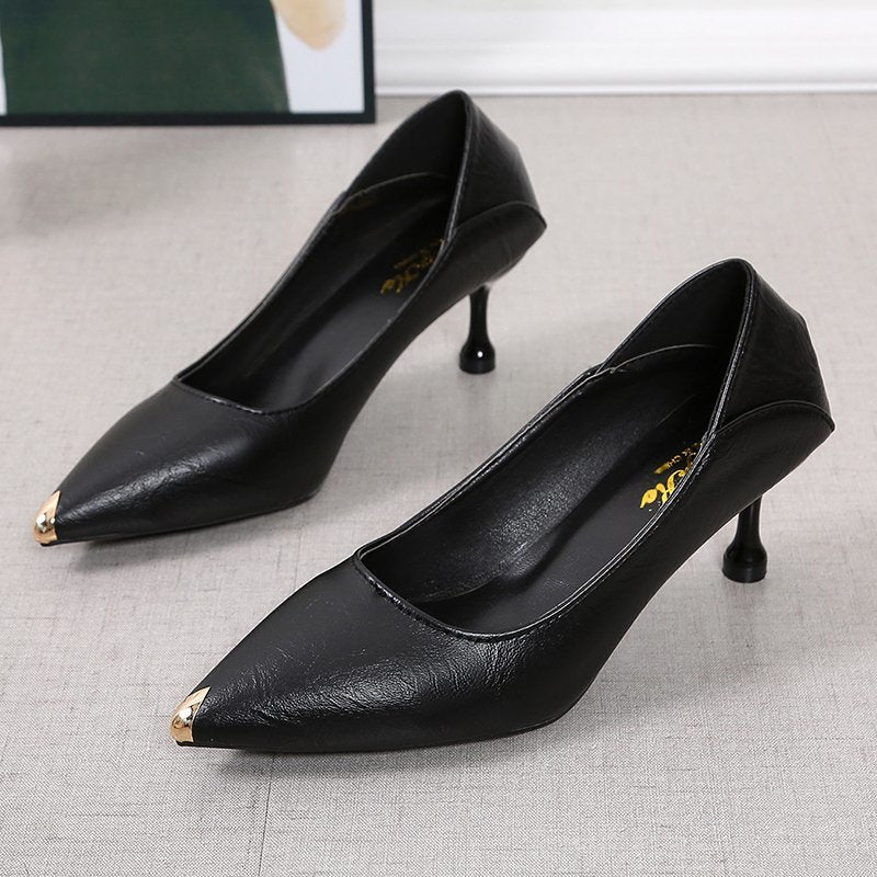Faux Leather Court Pumps Women's Point Toe Pumps For Work