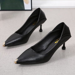 Faux Leather Court Pumps Women's Point Toe Pumps For Work