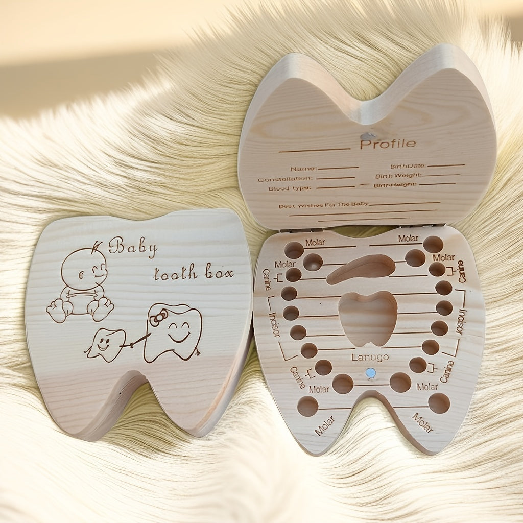 Wooden Baby Tooth Collection Box - Infant Souvenir