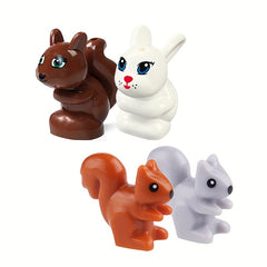 5pcs Small Particle Building Blocks Little Rabbit Squirrel Farm Scene