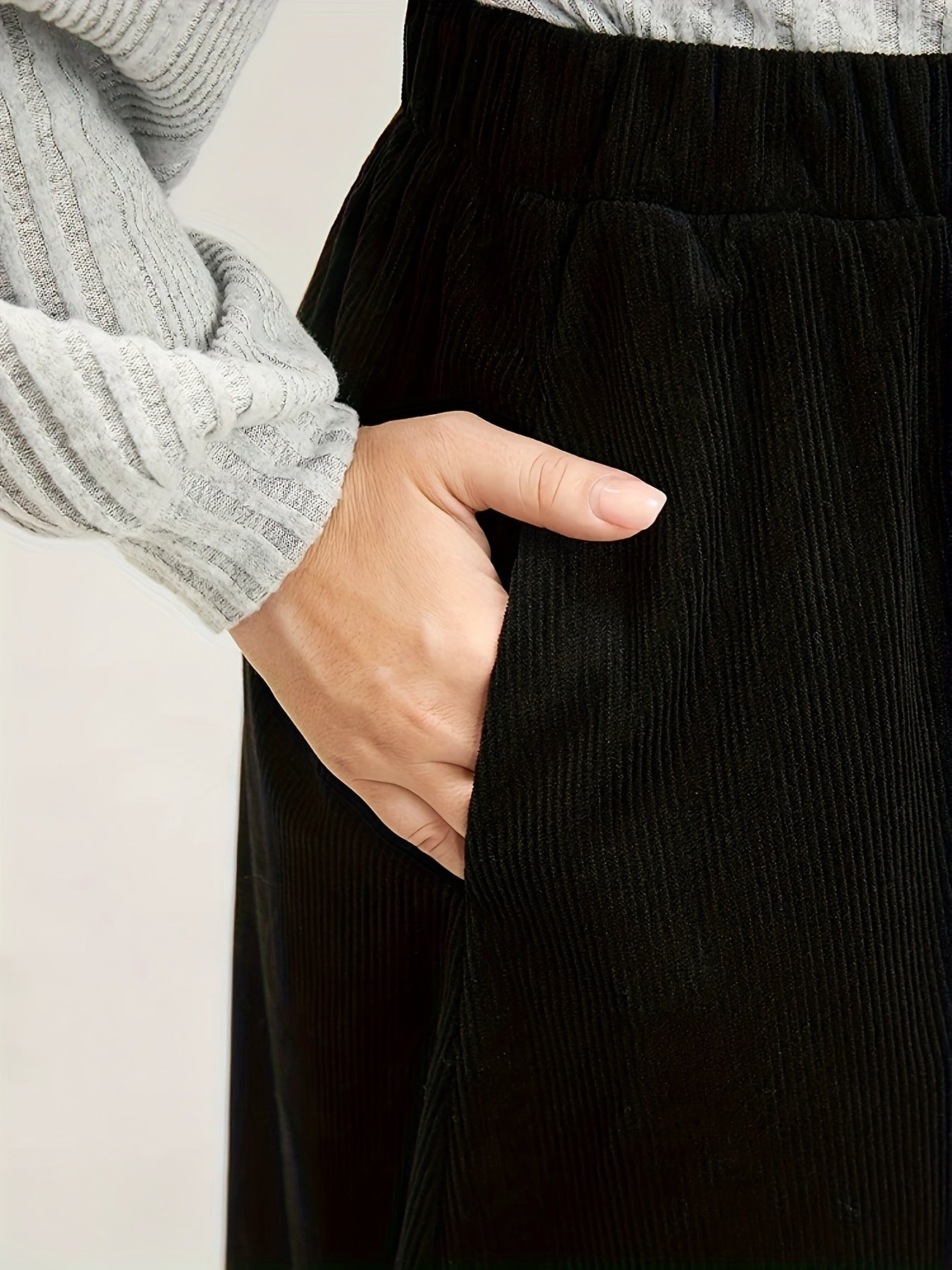 Corduroy Button Detail Maxi Skirt
