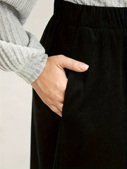 Corduroy Button Detail Maxi Skirt