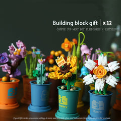 2pcs Succulent Pot Building Block Toys Flower Green Plant Home Decoration