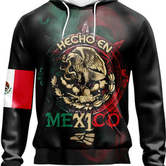 MEXICO Eagle Snake Print Hoodies Mens Comfy Loose Hooded Pullover