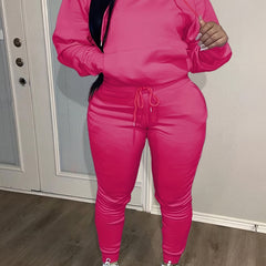 Solid Hooded Sweatshirt & Jogger Sweatpants Set