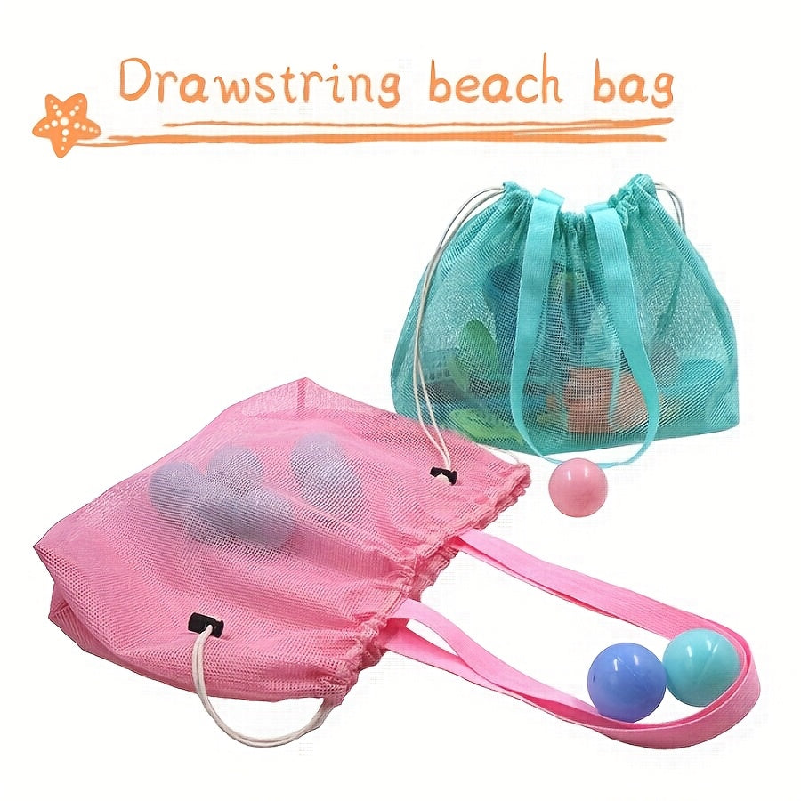 Custom Name Logo Beach Mesh Bag Large Capacity Drawstring Backpack Tote