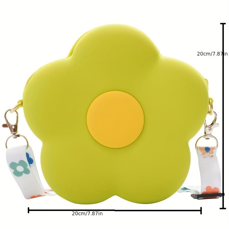 Kids Silicone Shoulder Bag Flower Diagonal Coin Purse Wallet