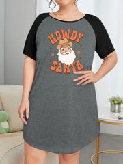 Santa Print Raglan Sleeve Tee