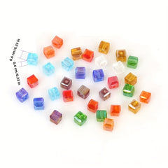 50pcs Mixed Crystal Cube Beads for DIY Jewelry Making 6x6mm