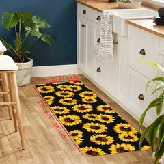 Sunflower Printed Kitchen Rug Anti Slip Absorbent Soft Cushioned