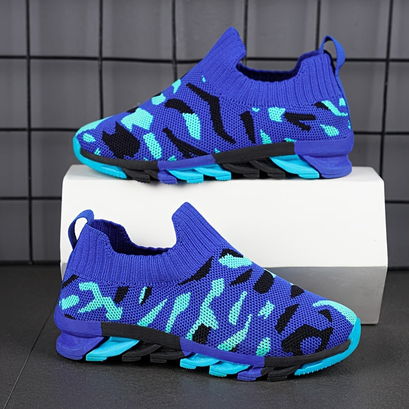 Boy's Camo Slip On Sock Shoes Breathable Non Slip Sneakers