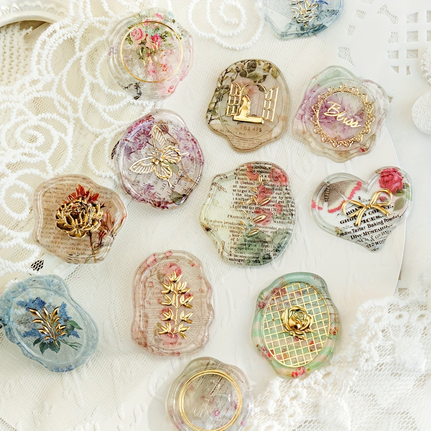 1pc Pack Stickers Dried Flowers Plant Book Series Decoration