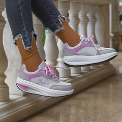Women's Mesh Lace-Up Wedge Sneakers for Walking Sports Comfort