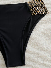 Glitter Band Ring Bikini Set Sexy Swimsuit Beachwear Stretchy Women's Swimwear