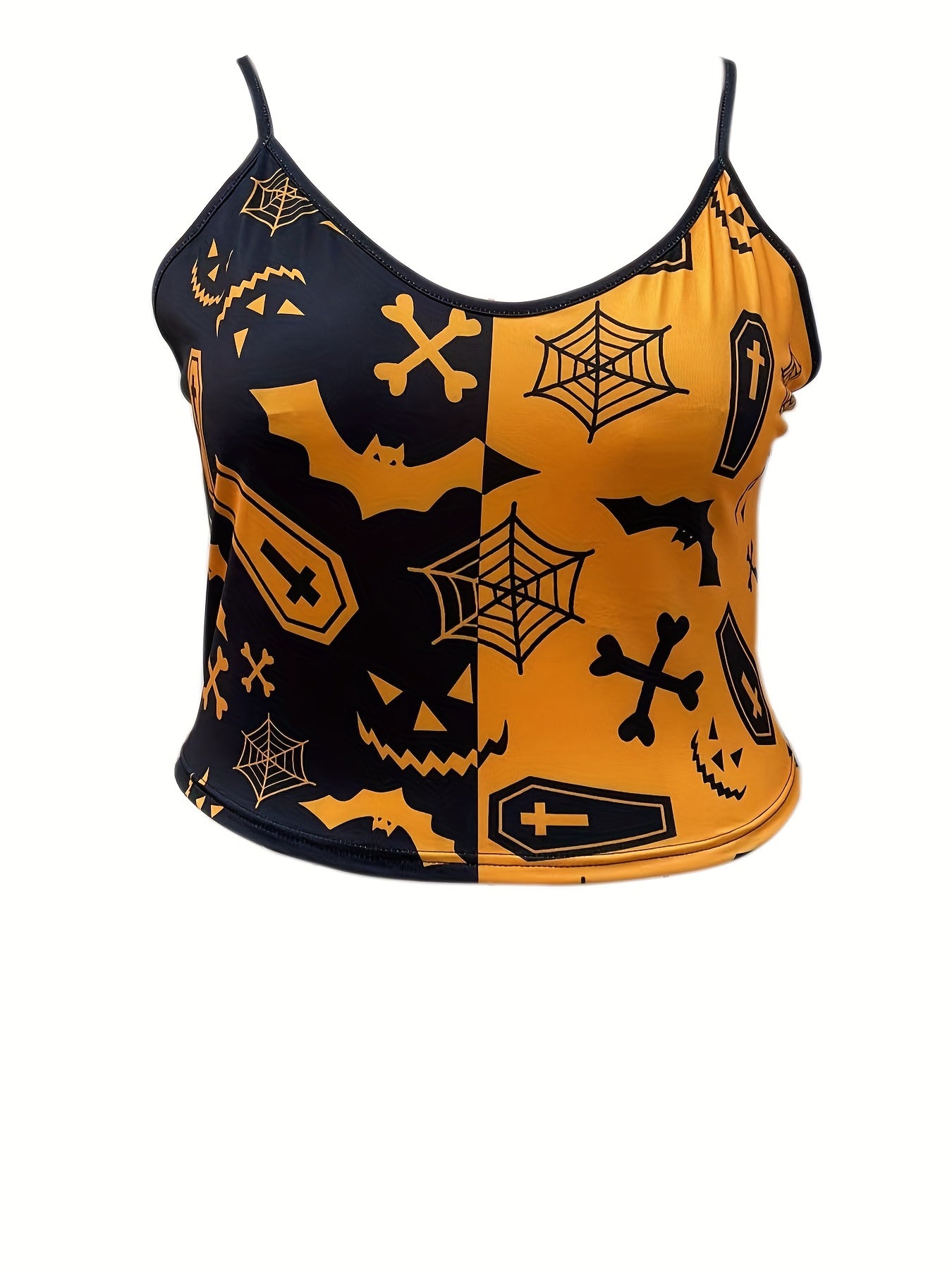 Colorblock Graphic Print Halloween Cami Top