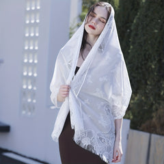 Hollow Tassel Shawl Lace Veil for Women