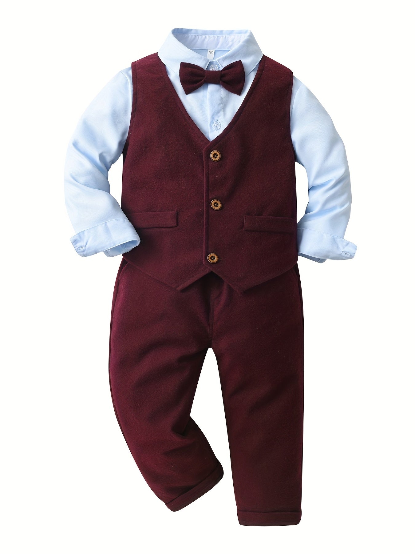 Boys Formal Outfits with Bowtie, Shirt, Pants, Vest