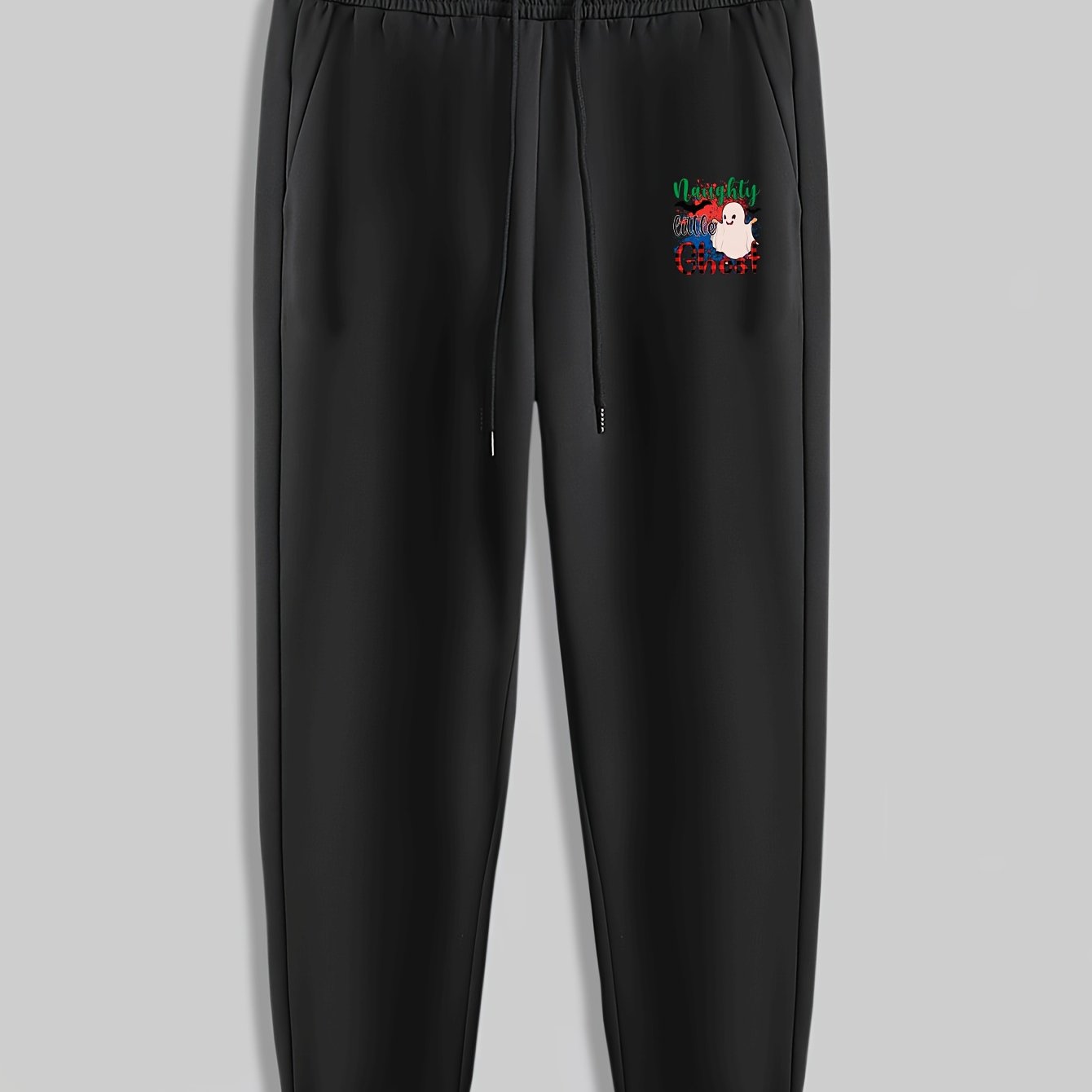 Christmas Ghost Print Men's Pants Drawstring Sweatpants Loose Casual Trousers