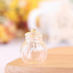 Mini Glass Candy Jar w/ Colorful Plastic Pieces for Dollhouses