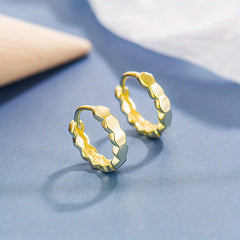 Golden Wave Hoop Earrings S925 Silver Classic Earrings For Women Girls