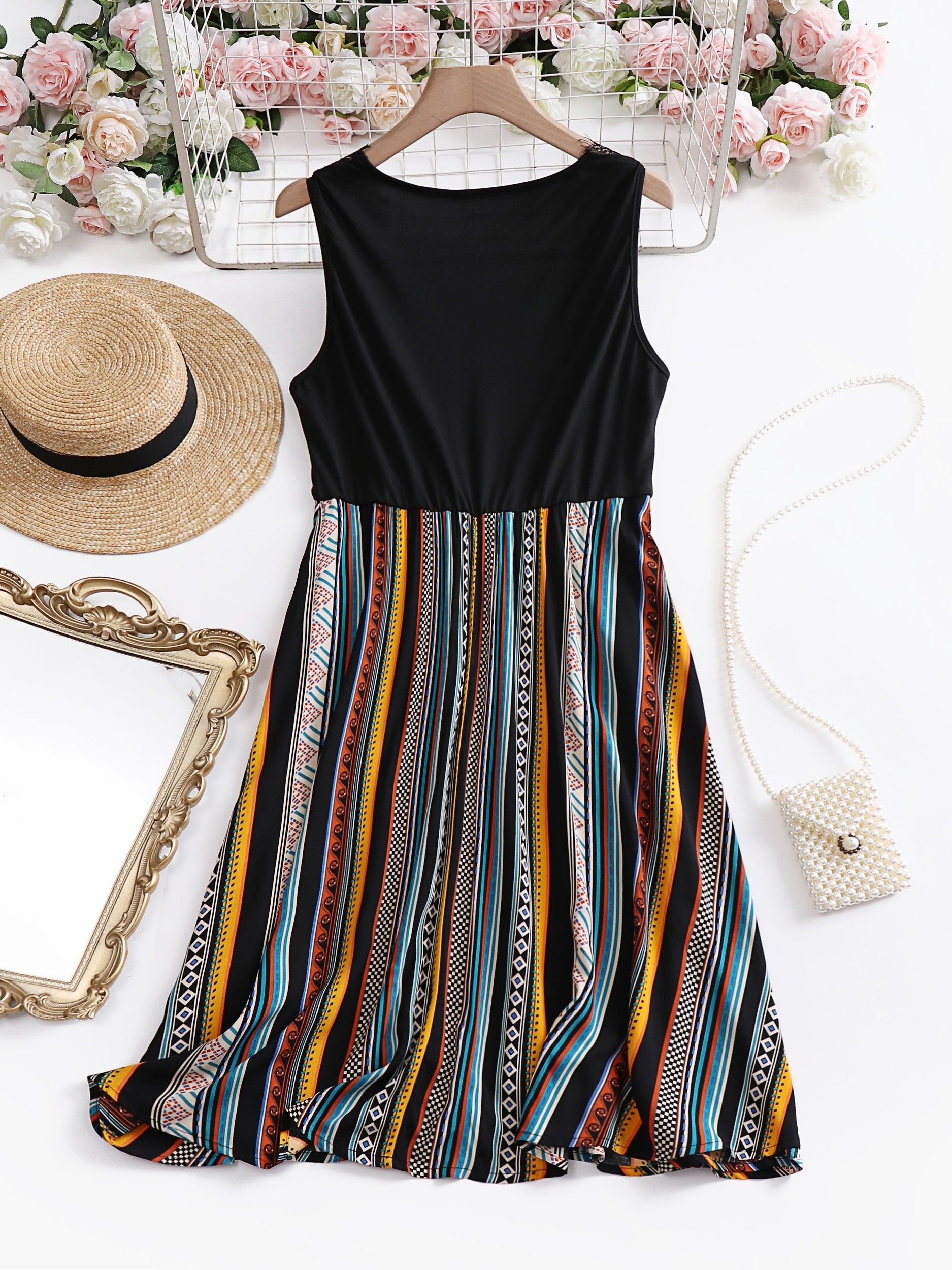 Plus Size Boho Dress Women's V Neck Tank Dress