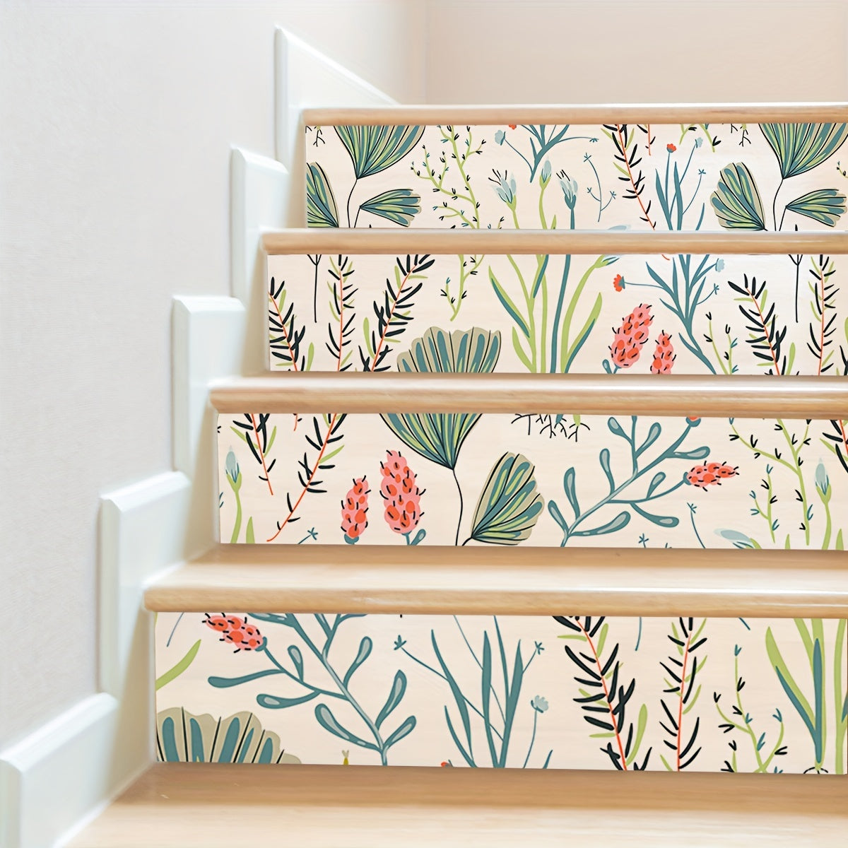 7pcs Cartoon Plant Staircase Sticker Waterproof Self-adhesive Home Decoration