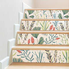 7pcs Cartoon Plant Staircase Sticker Waterproof Self-adhesive Home Decoration