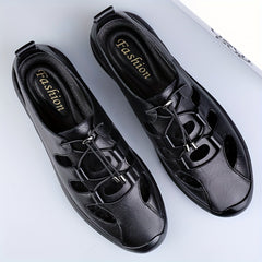Men's Cut Out Slip On Faux Leather Sandals
