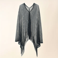 Breathable Hollow Out Shawl Tassel Cover Up for Women