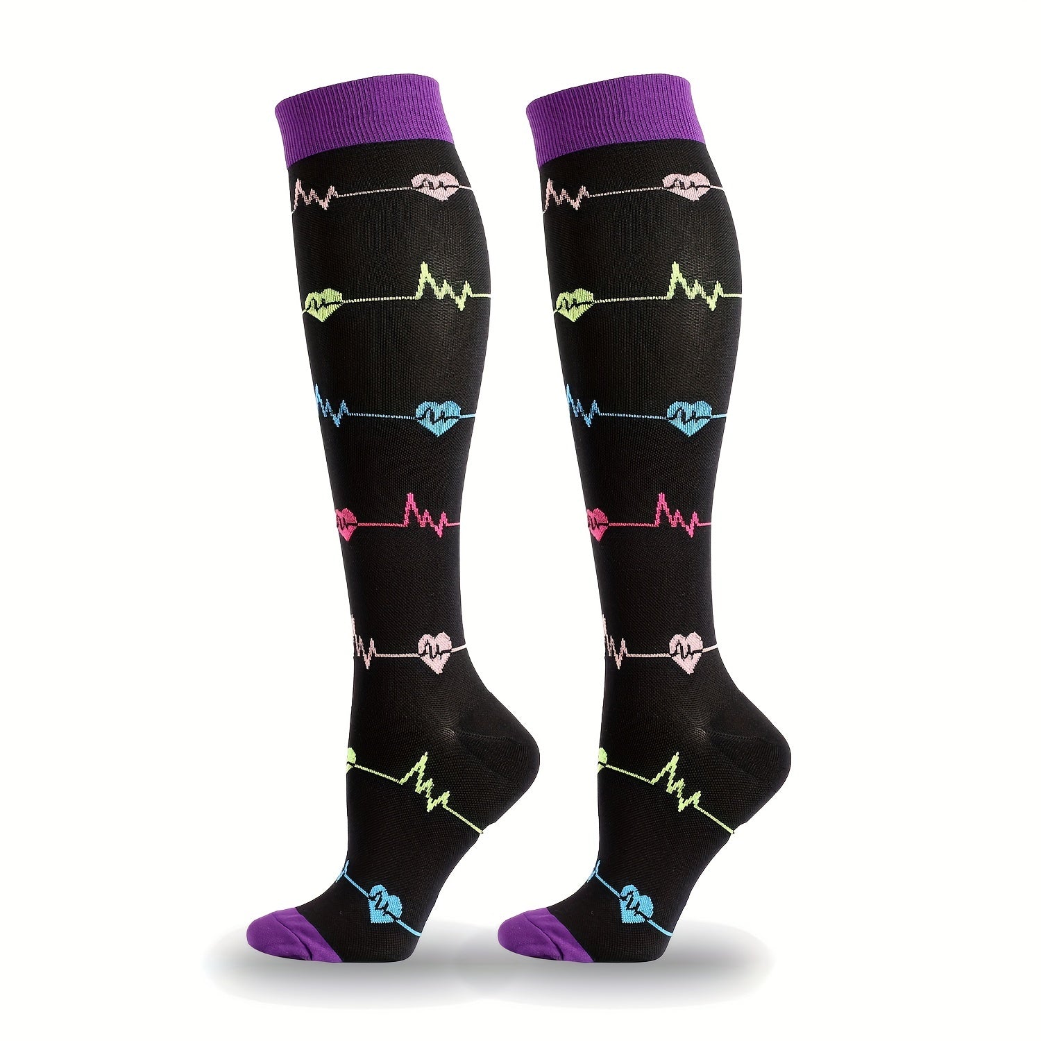 Striped Compression Sports Socks Anti slip Breathable Knee High Socks