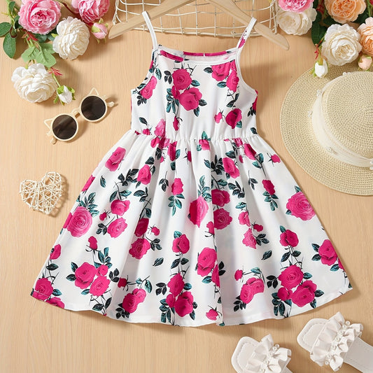 Toddler Girls Flowers Graphic Cami Dress For Party Beach